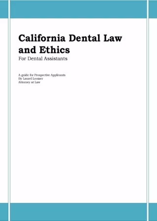 get [PDF] Download California Dental Law and Ethics for Dental Assistants: A Guide For