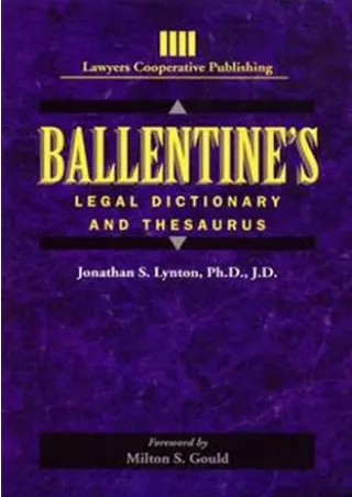 PDF/READ Ballentine's Legal Dictionary/Thesaurus (Lawyers Cooperative Publishing)