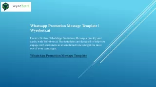 Whatsapp Promotion Message Template  Wyrebots.ai