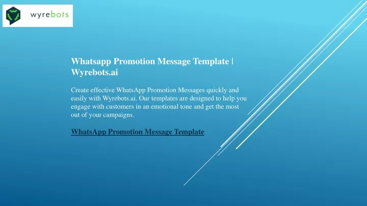 whatsapp promotion message template wyrebots