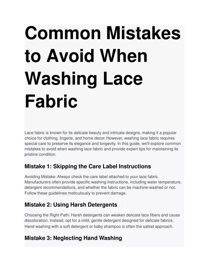 common mistakes to avoid when washing lace fabric