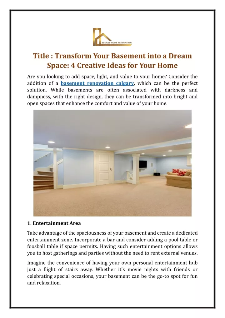 title transform your basement into a dream space