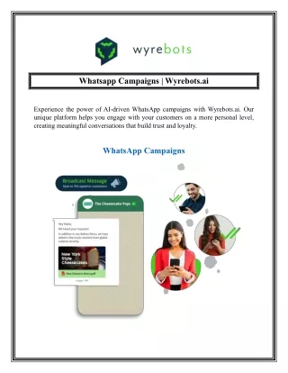 Whatsapp Campaigns  Wyrebots.ai