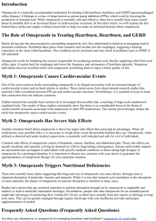 Debunking Misconceptions About Omeprazole and Increased Risk of Cardiovascular E