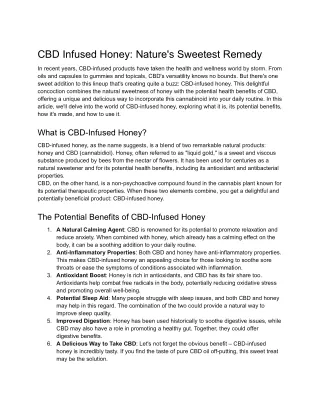 CBD Infused Honey_ Nature's Sweetest Remedy