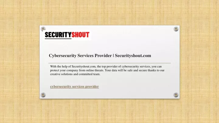 cybersecurity services provider securityshout com
