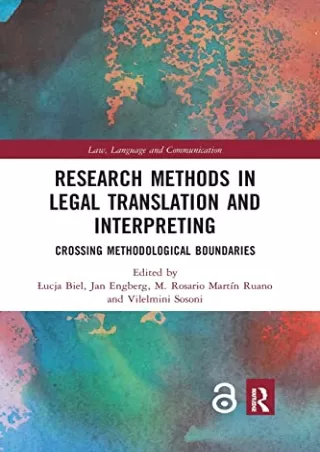 Pdf Ebook Research Methods in Legal Translation and Interpreting (Law, Language and