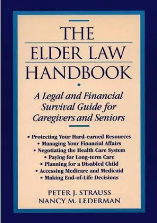 Read Ebook Pdf The Elder Law Handbook: A Legal and Financial Survival Guide for Caregivers