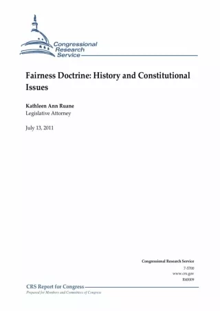 Download Book [PDF] Fairness Doctrine: History and Constitutional Issues