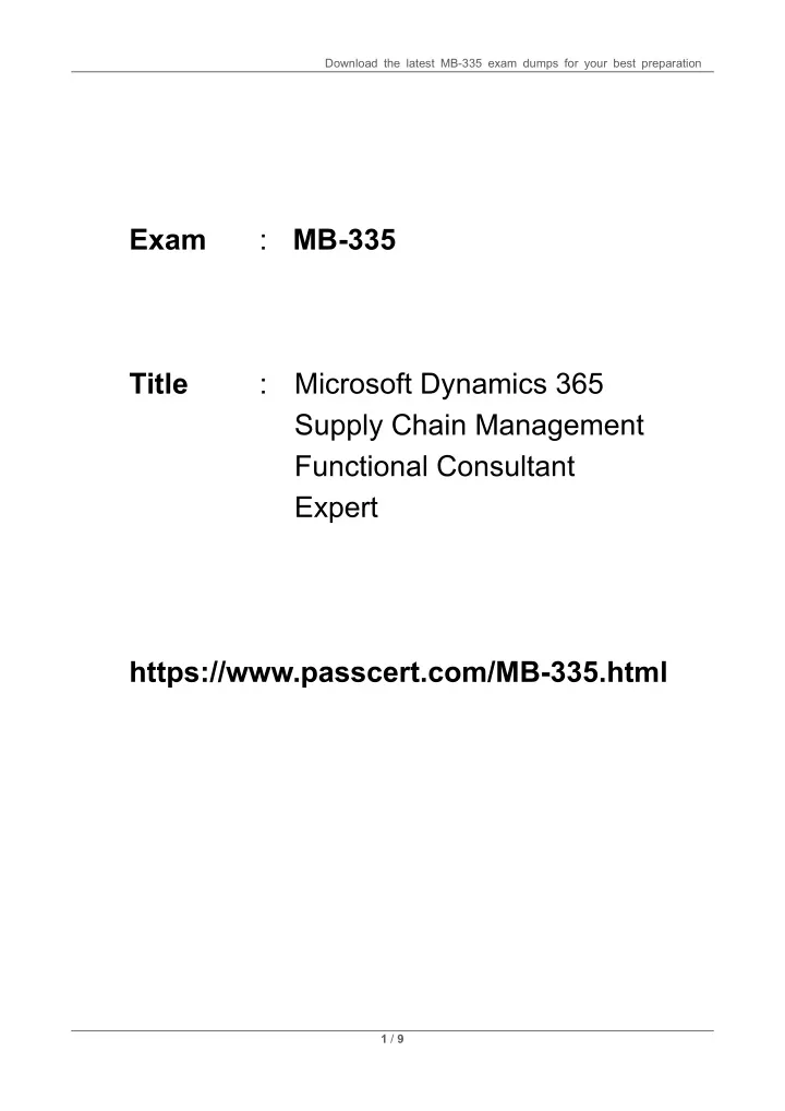 download the latest mb 335 exam dumps for your
