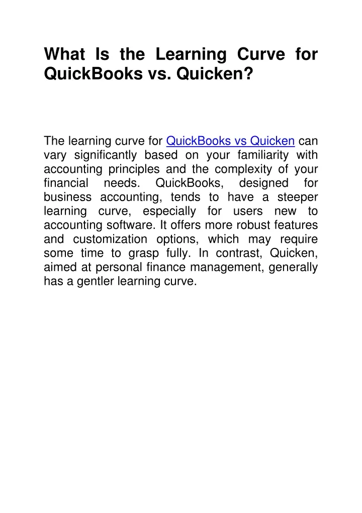 what is the learning curve for quickbooks