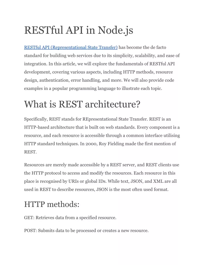 restful api in node js
