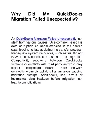 Why Did My QuickBooks Migration Failed Unexpectedly