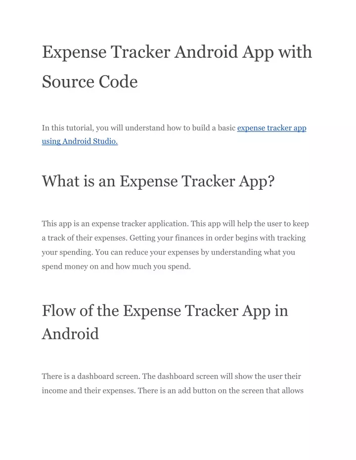 expense tracker android app with
