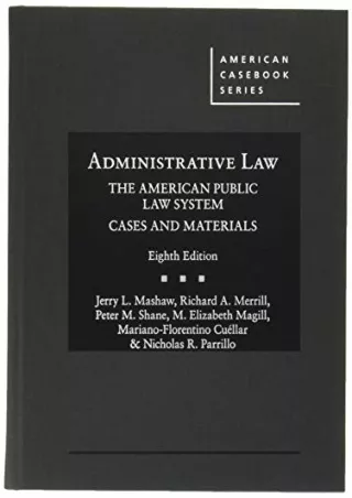 Epub Administrative Law, The American Public Law System, Cases and Materials