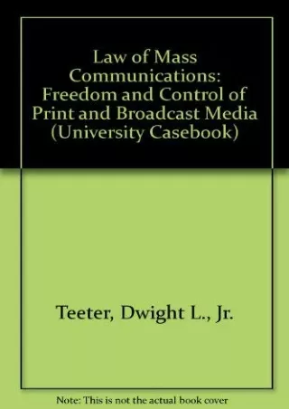Download [PDF] Law of Mass Communications: Freedom and Control of Print and Broadcast Media