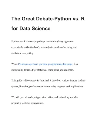 the great debate python vs r