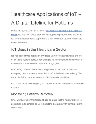 healthcare applications of iot