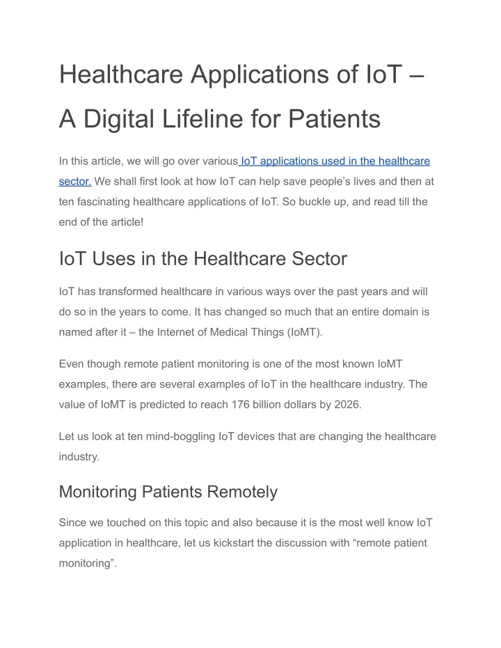 healthcare applications of iot