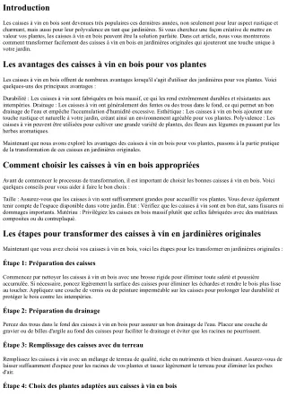 Comment transformer des caisses à vin en bois en jardinières originales pour vos