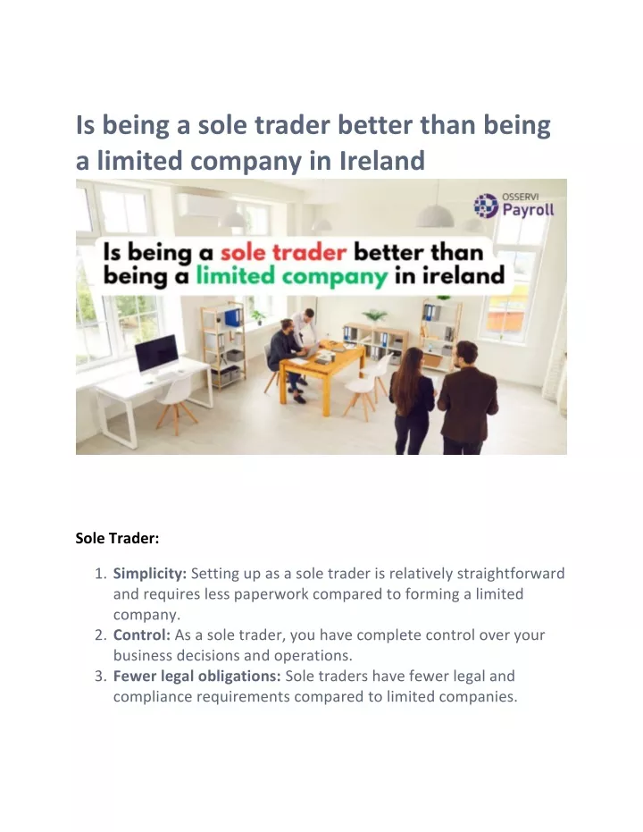 is being a sole trader better than being