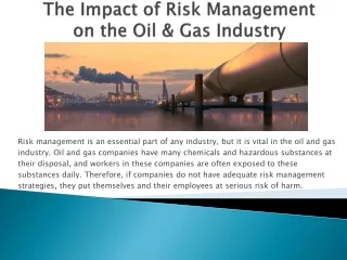 The Impact of Risk Management by Elgin Tracy