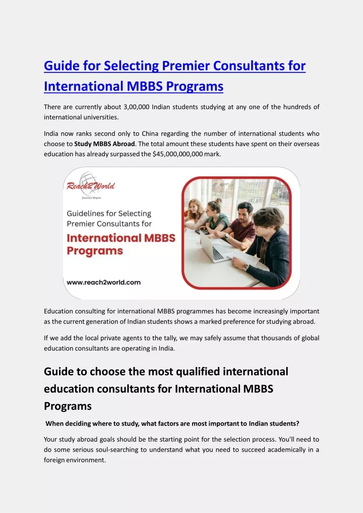 guide for selecting premier consultants for international mbbs programs