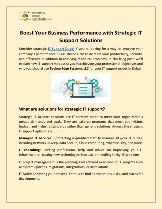 boost your business performance with strategic