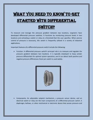 What you need to know to get started with differential switch?