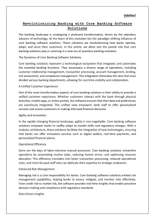 revolutionizing banking with core banking