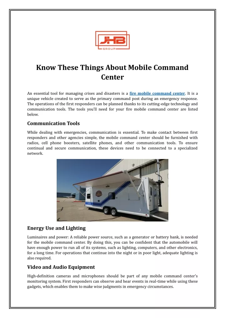 know these things about mobile command center