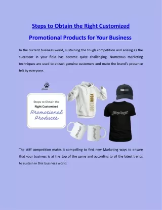 Steps to Obtain the Right Customized Promotional Products for Your Business