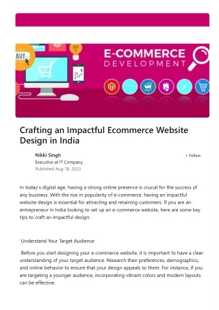 Crafting an Impactful Ecommerce Website Design in India