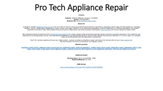 Pro Tech Appliance Repair