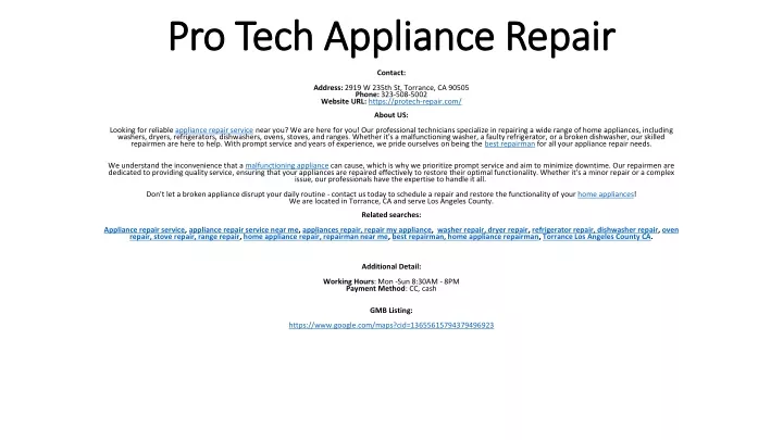 pro tech appliance repair