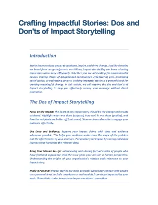 Crafting Impactful Stories Dos and Don'ts of Impact Storytelling