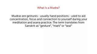 What Is a Mudra