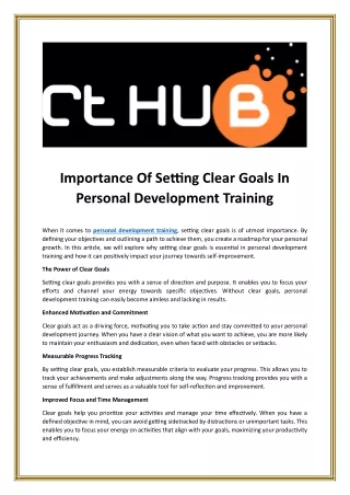 Importance of Setting Clear Goals in Personal Development Training