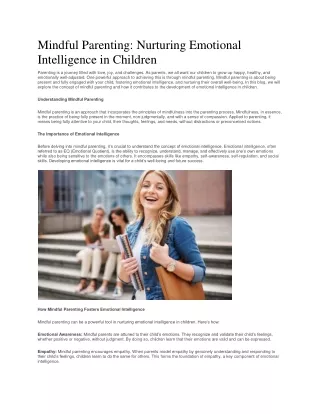 mindful parenting nurturing emotional