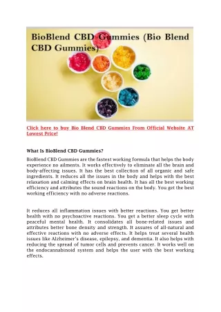 BioBlend CBD Gummies PDF
