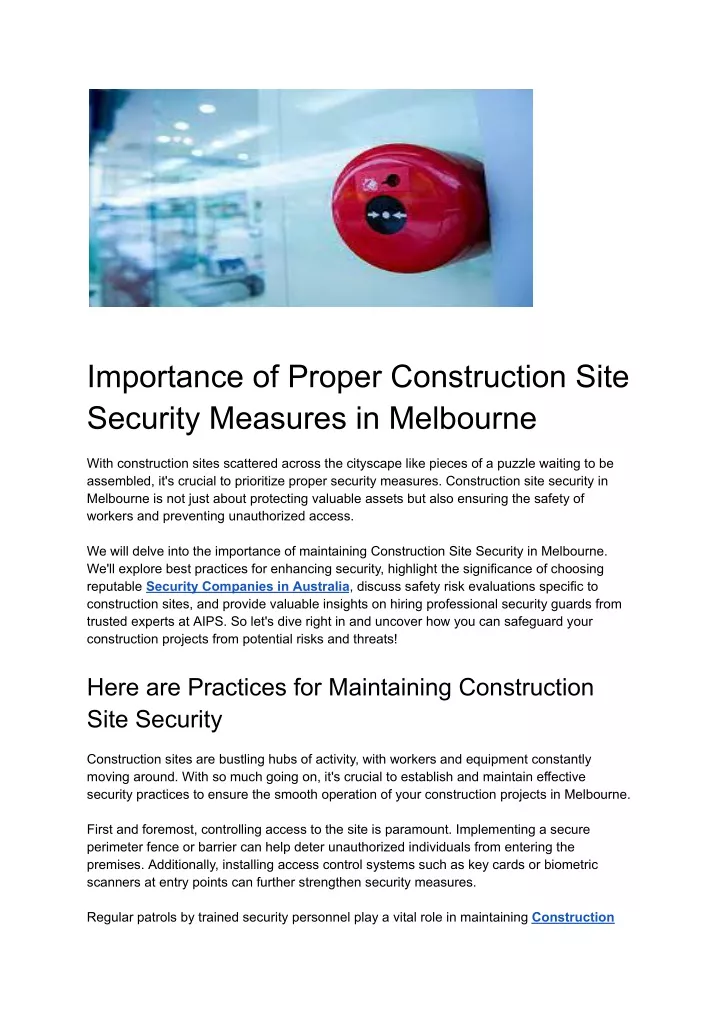 importance of proper construction site security