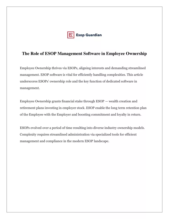 the role of esop management software in employee