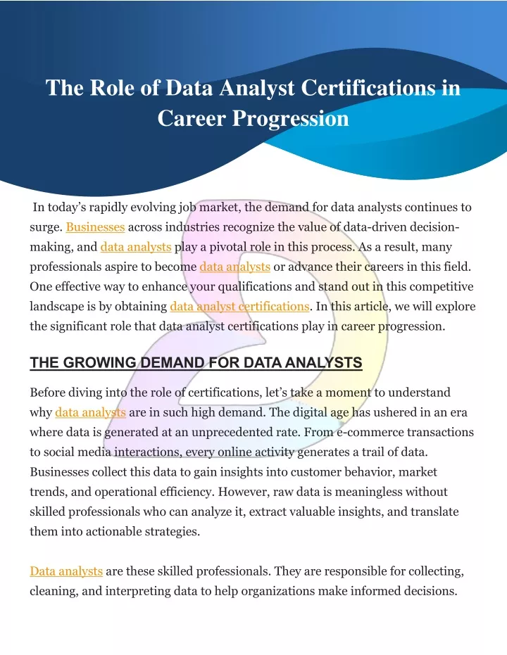 the role of data analyst certifications in career