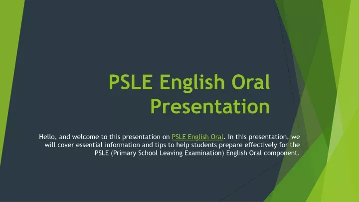 psle english oral presentation