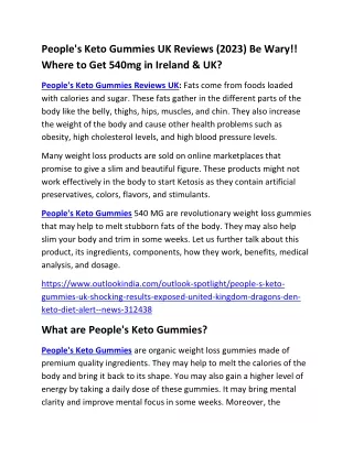 People's Keto Gummies UK Reviews Pros & Cons 2023!