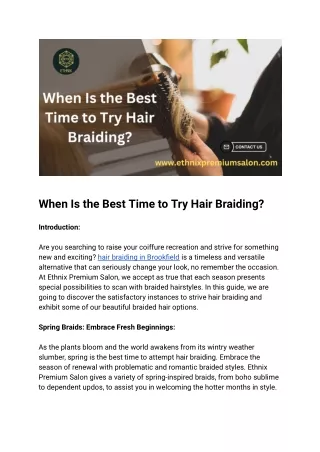 When Is the Best Time to Try Hair Braiding_