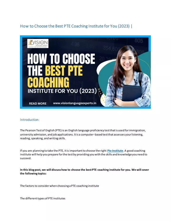 how to choose the best pte coaching institute