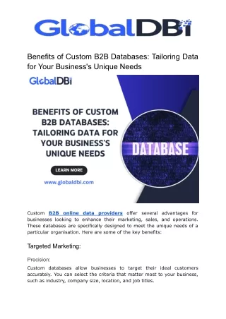 Benefits of Custom B2B Databases: Tailoring Data for Your Business's Unique Need