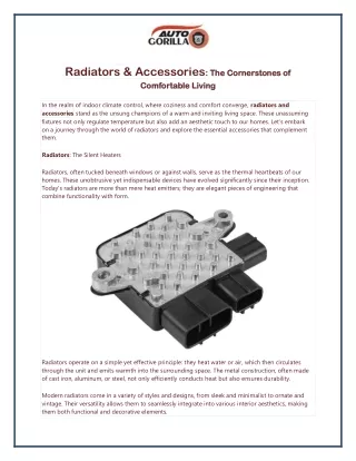 Radiators & Accessories The Cornerstones of Comfortable Living