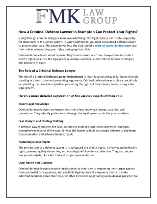 How a Criminal Defence Lawyer in Brampton Can Protect Your Rights